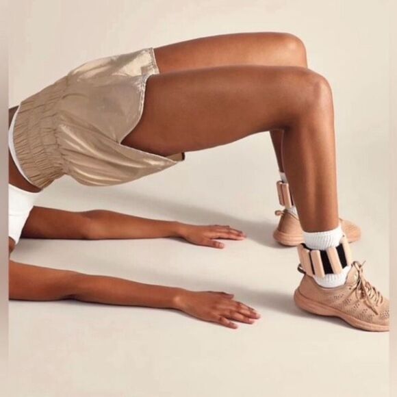 Free People Movement The Way Home Shorts Hi Rise Light Metallic Brown Size Small - Picture 1 of 12